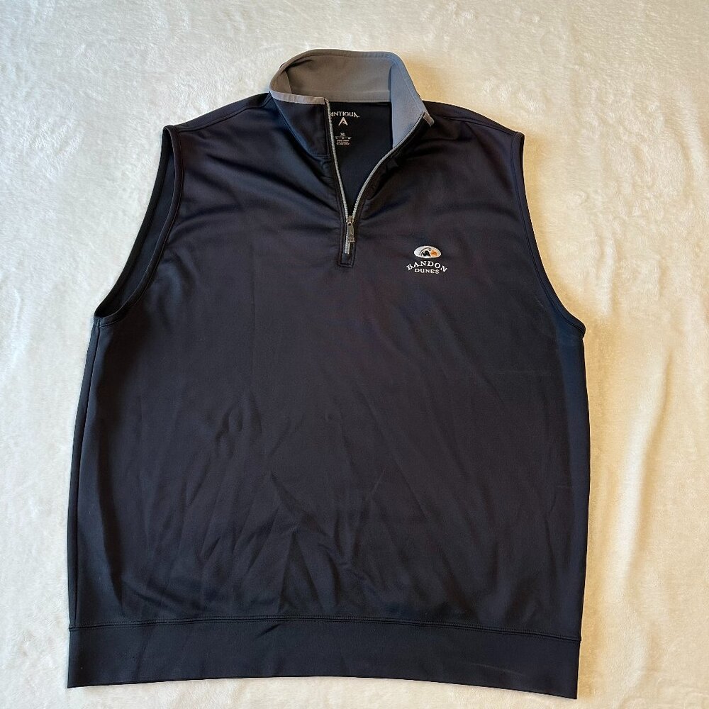 Antigua XL Golf Quarter-Zip Vest Bandon Dunes Black Extra Large XL